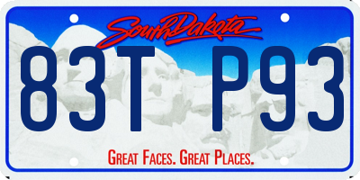 SD license plate 83TP93