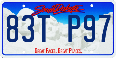 SD license plate 83TP97