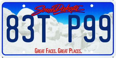 SD license plate 83TP99