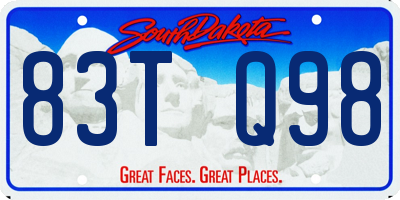 SD license plate 83TQ98