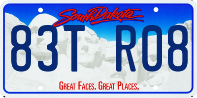 SD license plate 83TR08
