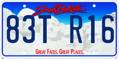 SD license plate 83TR16