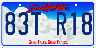 SD license plate 83TR18