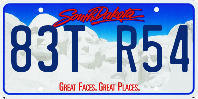 SD license plate 83TR54