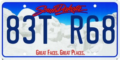 SD license plate 83TR68
