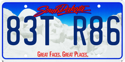 SD license plate 83TR86