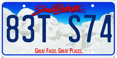 SD license plate 83TS74