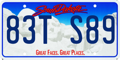 SD license plate 83TS89