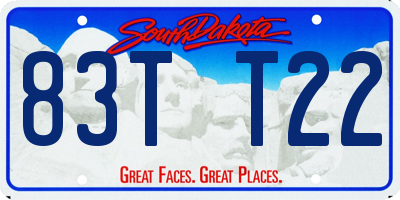SD license plate 83TT22