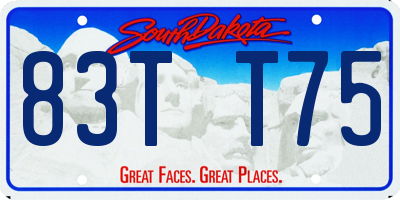 SD license plate 83TT75