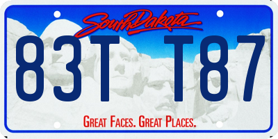 SD license plate 83TT87
