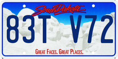 SD license plate 83TV72