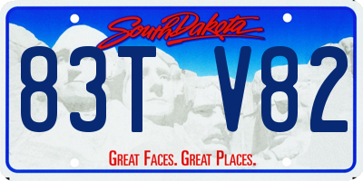SD license plate 83TV82