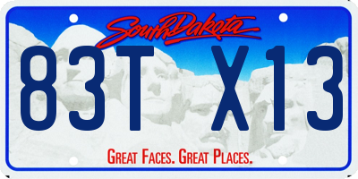 SD license plate 83TX13