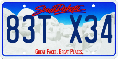 SD license plate 83TX34