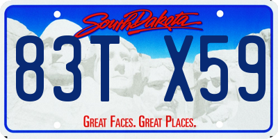 SD license plate 83TX59
