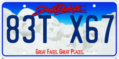 SD license plate 83TX67