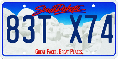 SD license plate 83TX74