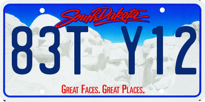 SD license plate 83TY12