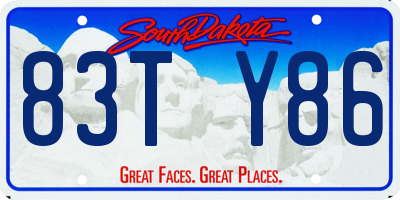 SD license plate 83TY86