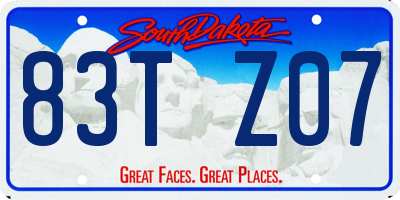 SD license plate 83TZ07