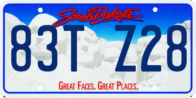 SD license plate 83TZ28