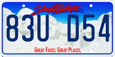 SD license plate 83UD54