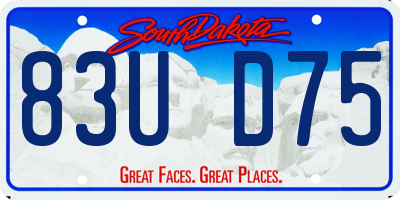 SD license plate 83UD75