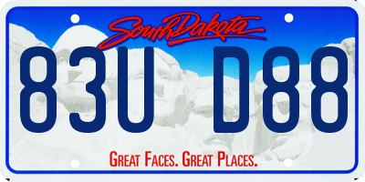 SD license plate 83UD88
