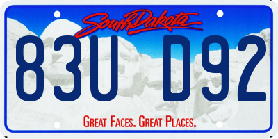 SD license plate 83UD92