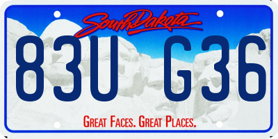 SD license plate 83UG36