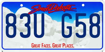 SD license plate 83UG58