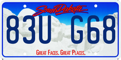SD license plate 83UG68