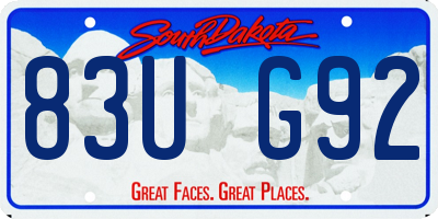 SD license plate 83UG92