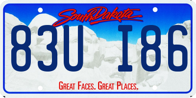 SD license plate 83UI86