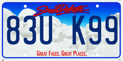SD license plate 83UK99