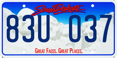 SD license plate 83UO37