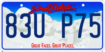 SD license plate 83UP75