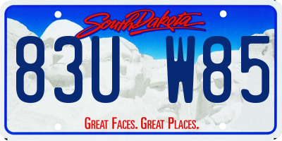 SD license plate 83UW85