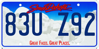 SD license plate 83UZ92