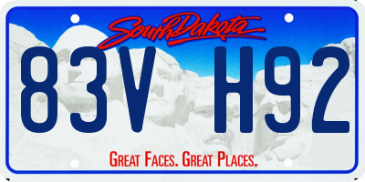 SD license plate 83VH92