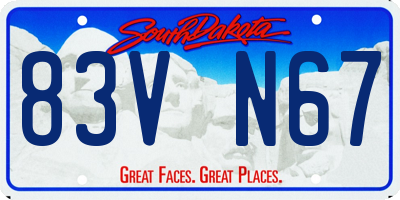 SD license plate 83VN67