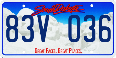SD license plate 83VO36