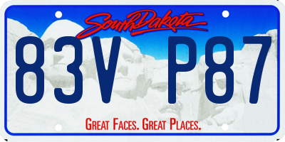SD license plate 83VP87