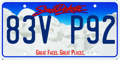 SD license plate 83VP92