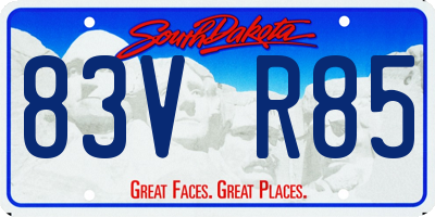 SD license plate 83VR85