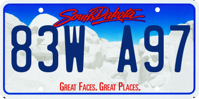 SD license plate 83WA97
