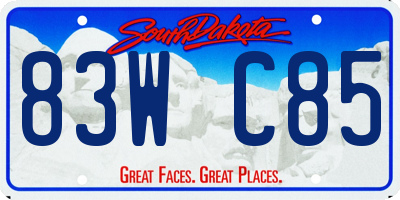 SD license plate 83WC85