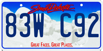 SD license plate 83WC92
