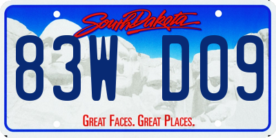 SD license plate 83WD09